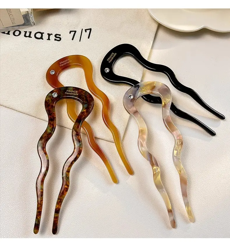 U-Shaped Hairpin 12.5cm Black Acetic Acid — feature 4