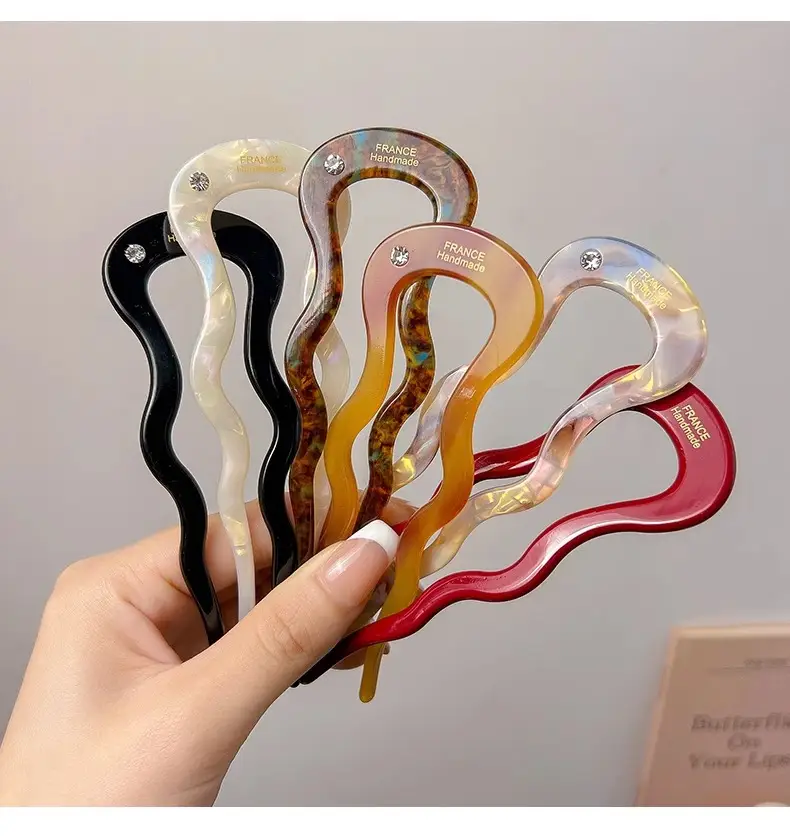 U-Shaped Hairpin 12.5cm Black Acetic Acid — feature 6