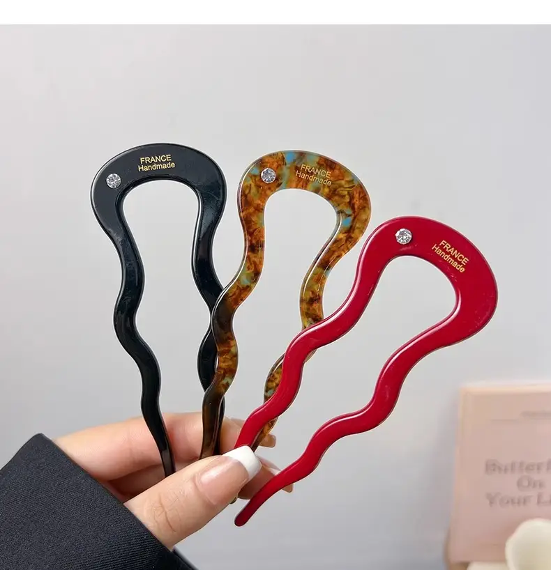 U-Shaped Hairpin 12.5cm Black Acetic Acid — feature 7