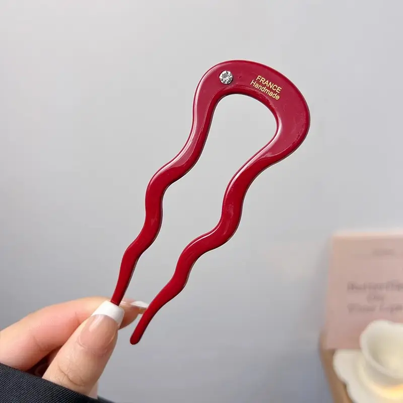 U-Shaped Hairpin 12.5cm Black Acetic Acid - Image 3