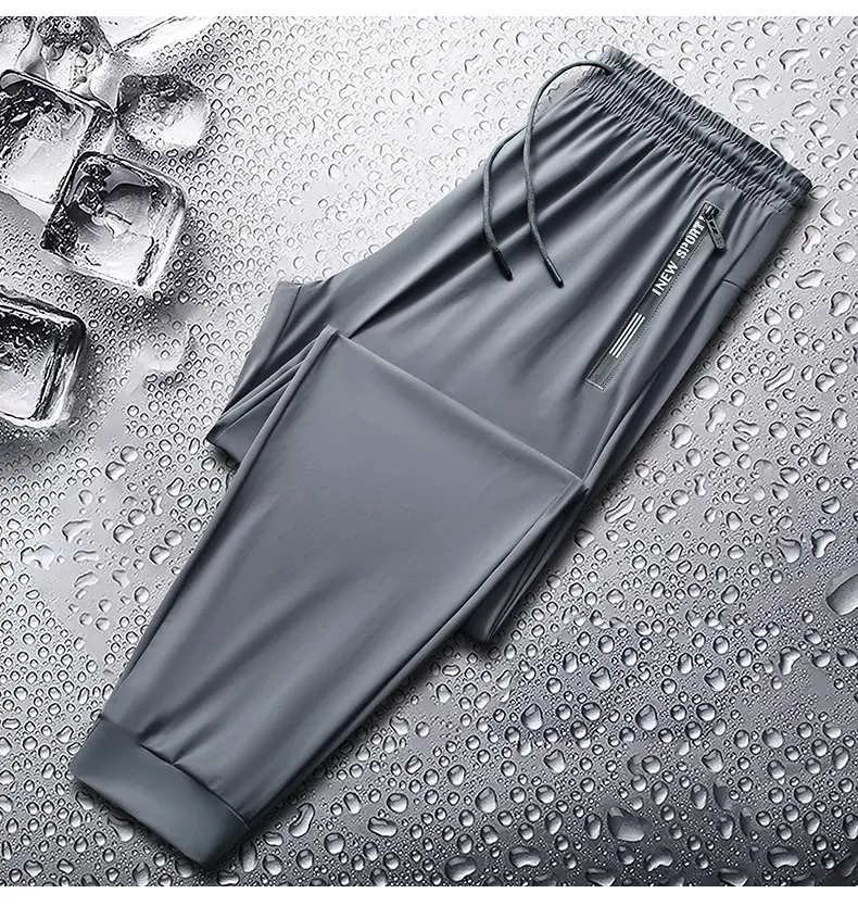 Men Ice Silk Running Pants Black Thin Breathable — feature 11