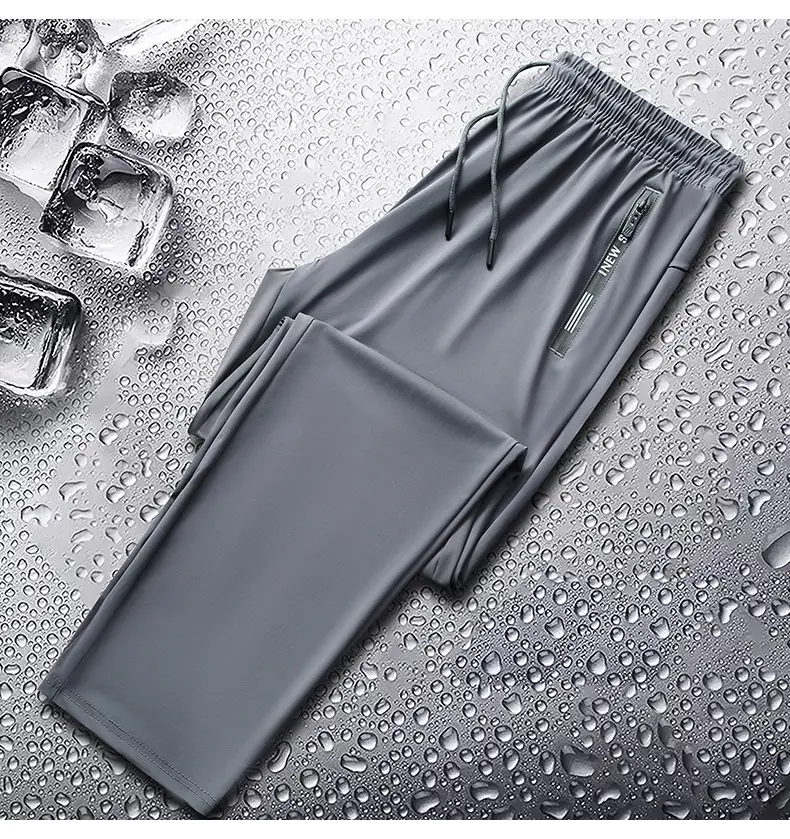 Men Ice Silk Running Pants Black Thin Breathable — feature 13