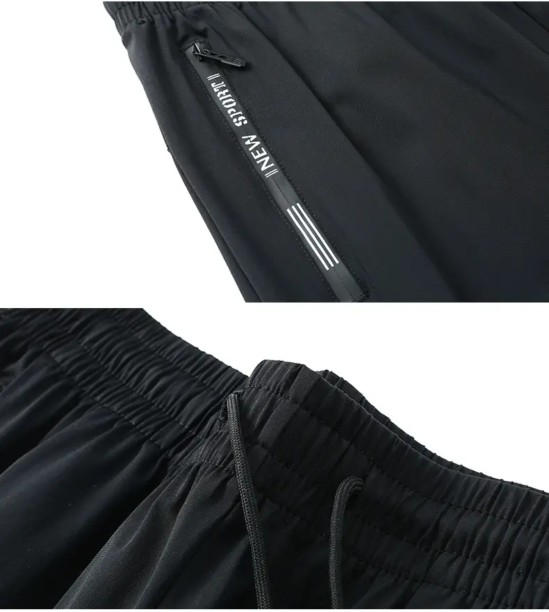Men Ice Silk Running Pants Black Thin Breathable — feature 15