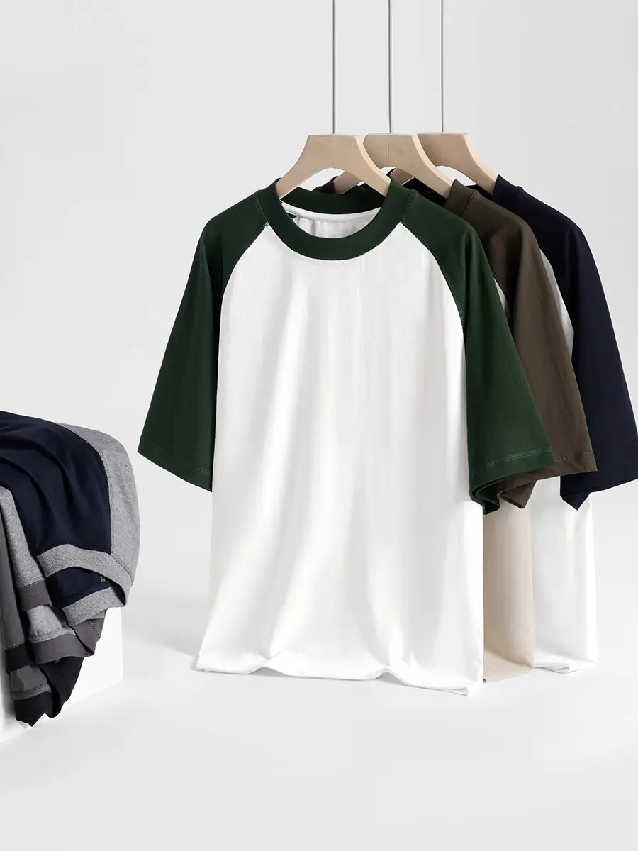 Men Raglan Sleeve T-Shirt Navy Grey 230g - Image 8