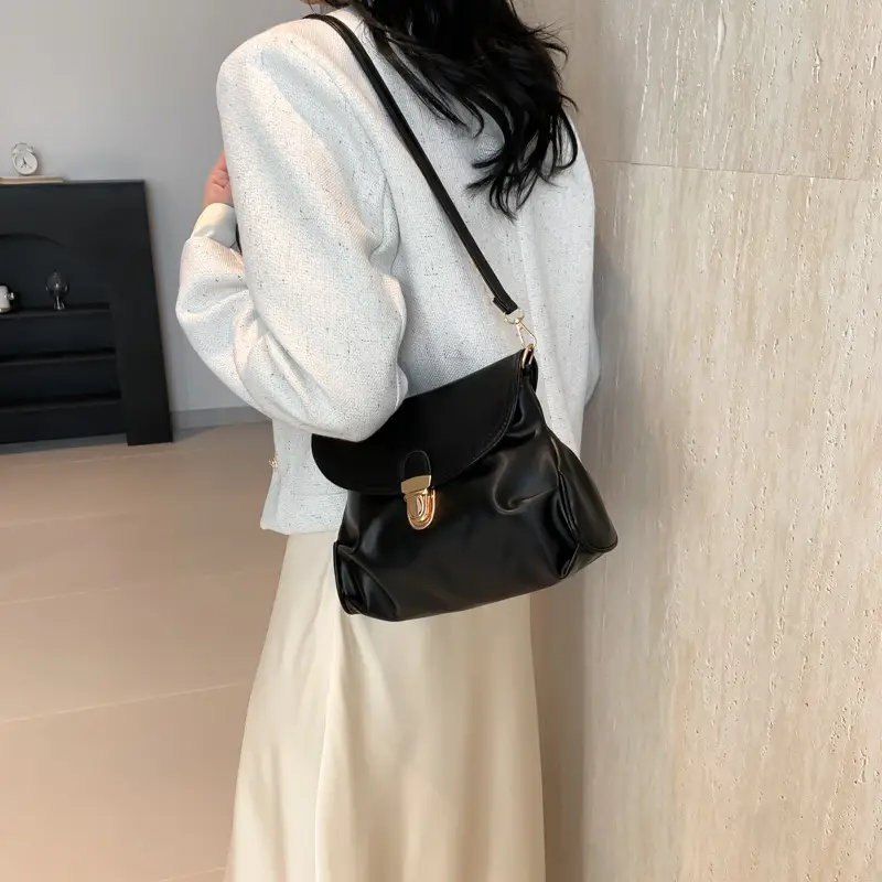 Black Pleated Shoulder Bag for Women 2024 - Image 6