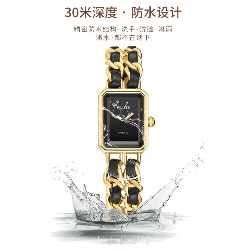 Women's Rose Gold Quartz Watch with Black Strap