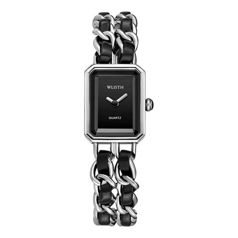 Women's Rose Gold Quartz Watch with Black Strap