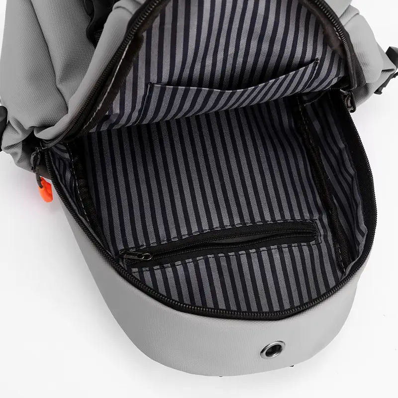 Men's Grey Striped Crossbody Bag 2024 New - Image 6