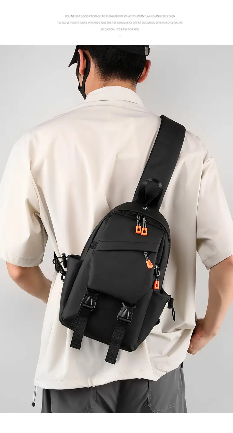 Men's Grey Striped Crossbody Bag 2024 New — feature 17