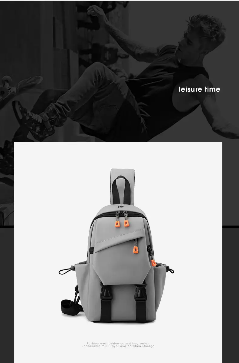 Men's Grey Striped Crossbody Bag 2024 New — feature 21