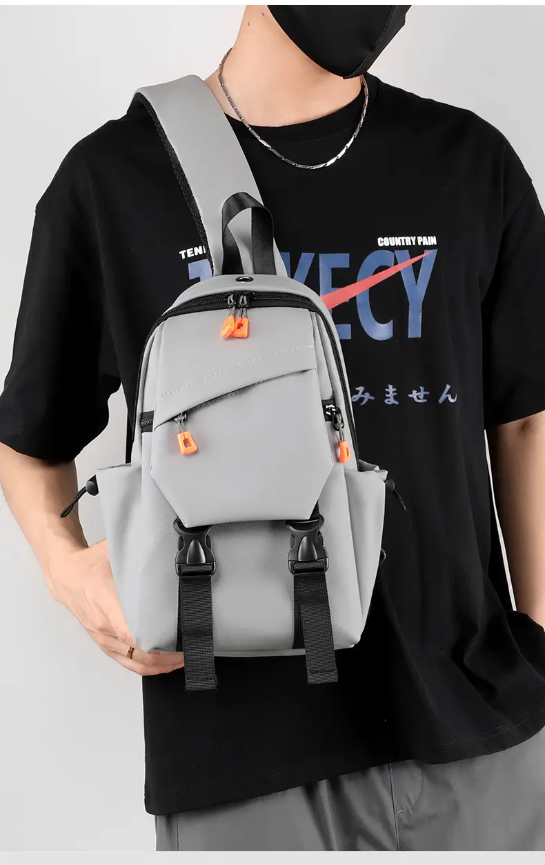 Men's Grey Striped Crossbody Bag 2024 New — feature 8