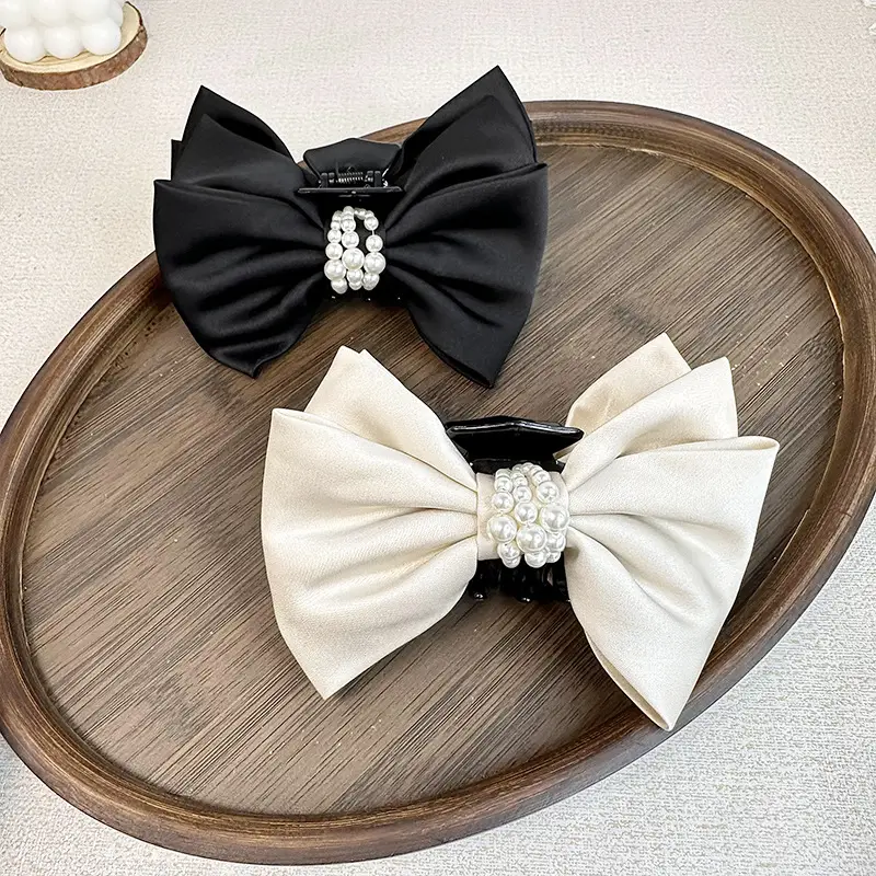 2024 Satin Bow Hairpin Pearl Embellished Women - Image 5
