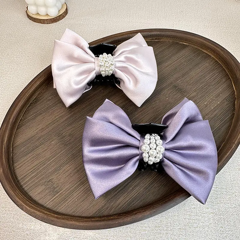 2024 Satin Bow Hairpin Pearl Embellished Women - Image 6