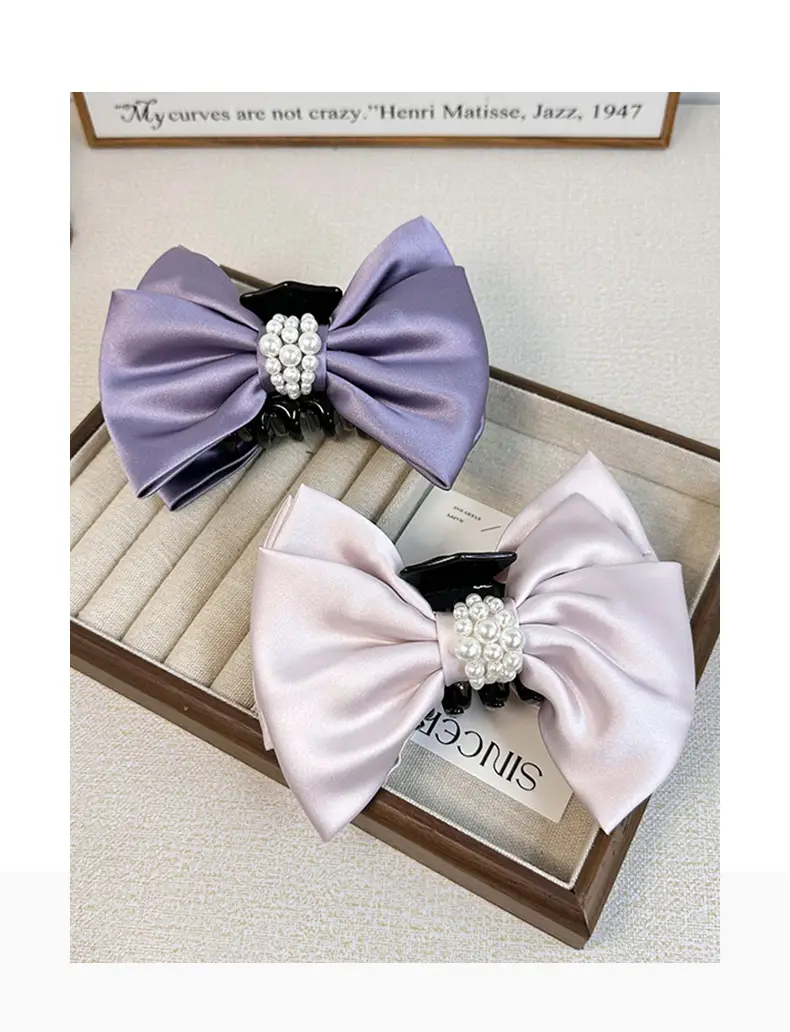 2024 Satin Bow Hairpin Pearl Embellished Women — feature 7