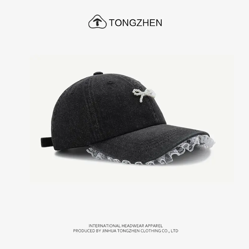 Japanese Style Pearl Bow Baseball Cap for Women — feature 3