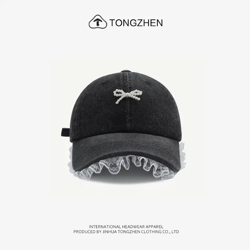 Japanese Style Pearl Bow Baseball Cap for Women - Image 3