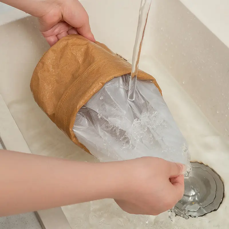 Washed Kraft Paper Makeup Brush Storage Bucket - Image 11