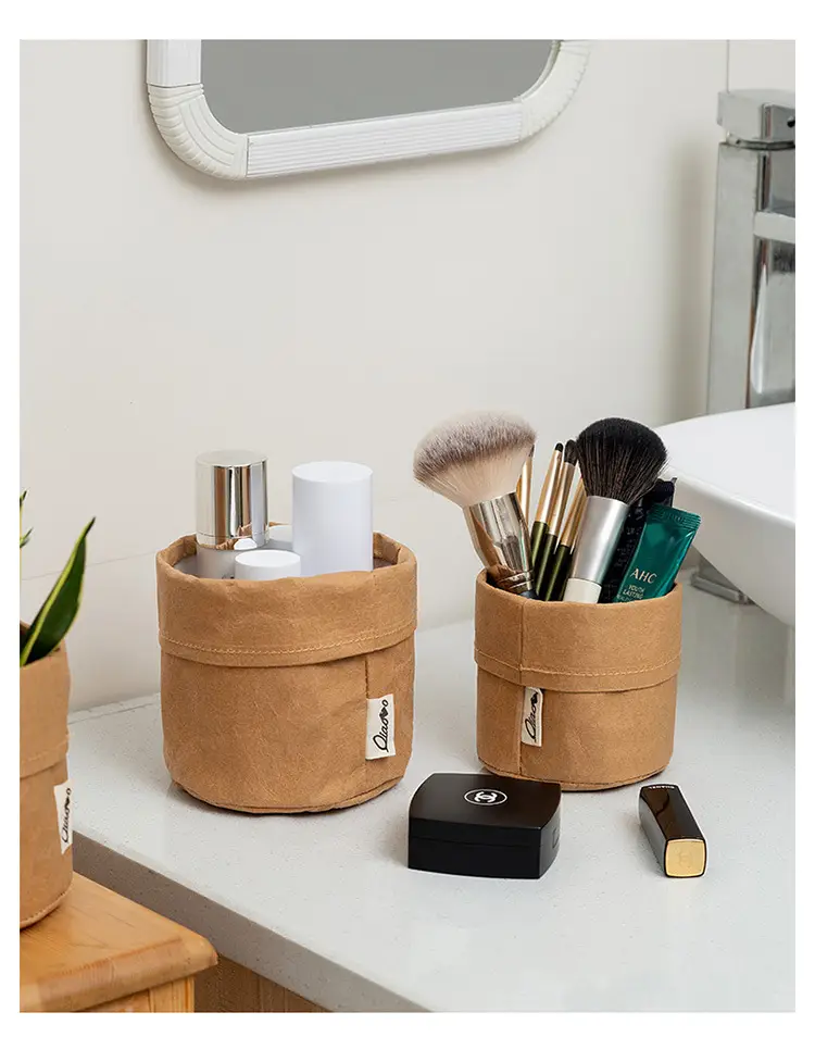 Washed Kraft Paper Makeup Brush Storage Bucket β feature 24