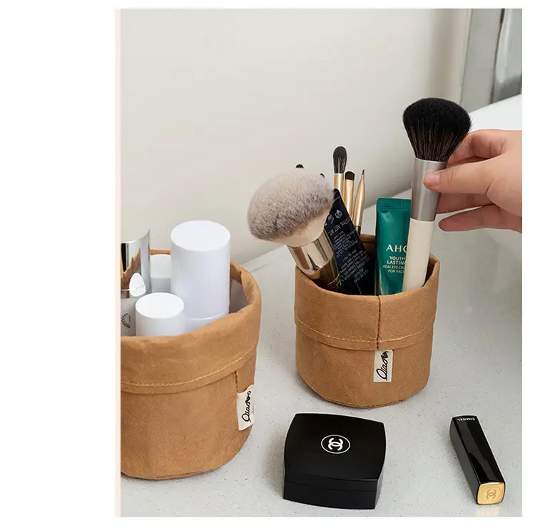 Washed Kraft Paper Makeup Brush Storage Bucket β feature 25