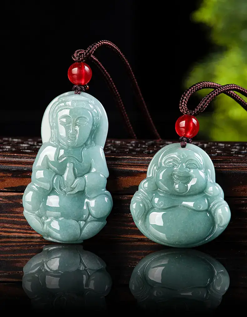 Natural Jade Blue Buddha Pendant Necklace for Men Women — feature 2