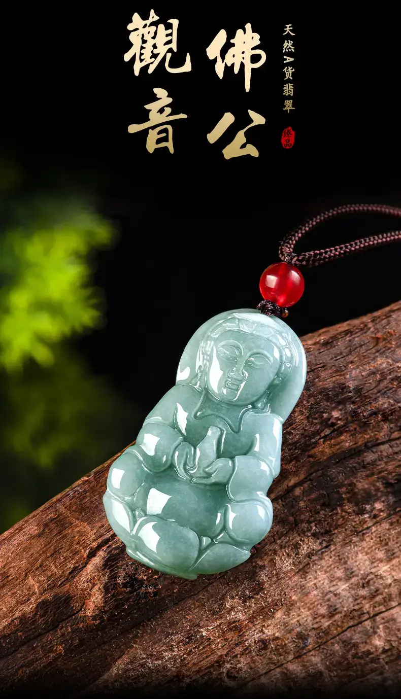 Natural Jade Blue Buddha Pendant Necklace for Men Women — feature 3