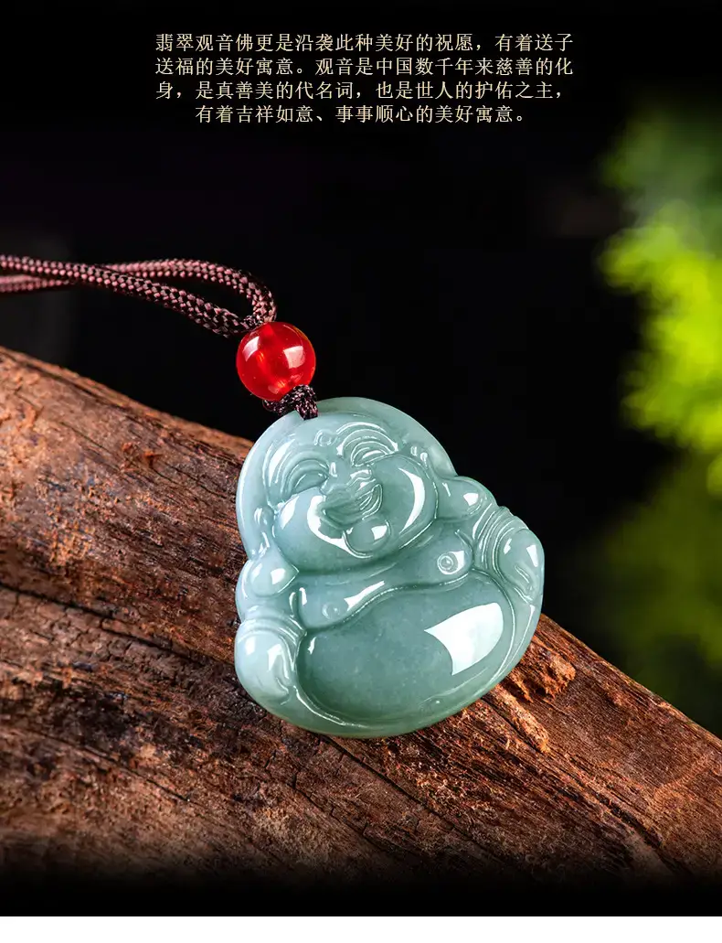 Natural Jade Blue Buddha Pendant Necklace for Men Women — feature 4