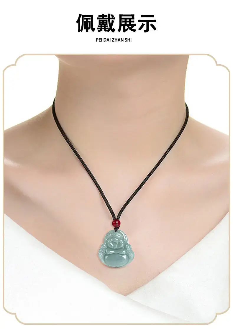 Natural Jade Blue Buddha Pendant Necklace for Men Women — feature 6