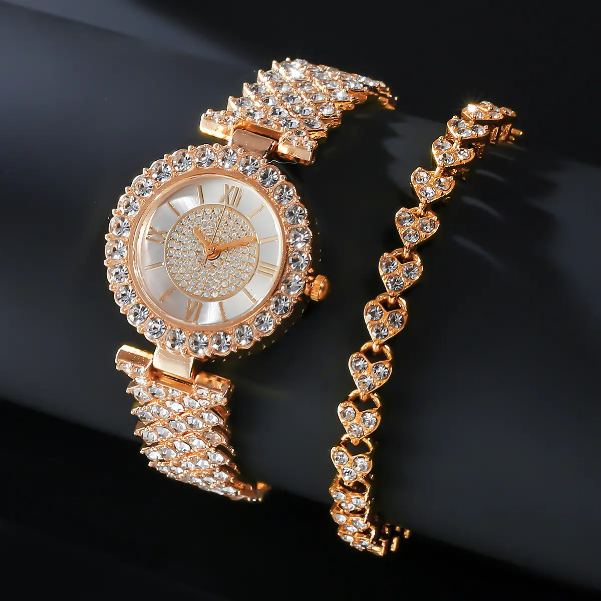 Women's Gold Diamond Watch with Elegant Bracelet - Image 8