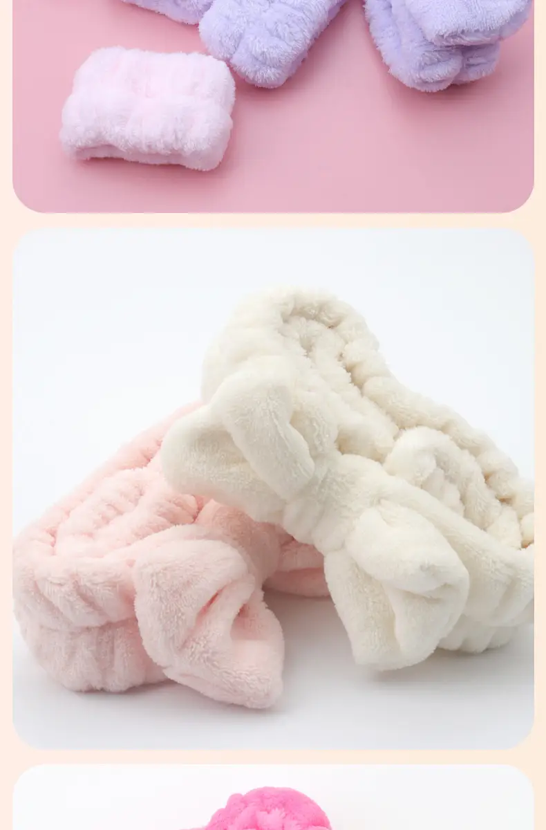 Coral Fleece Bow Wash Hair Band for Women — feature 6