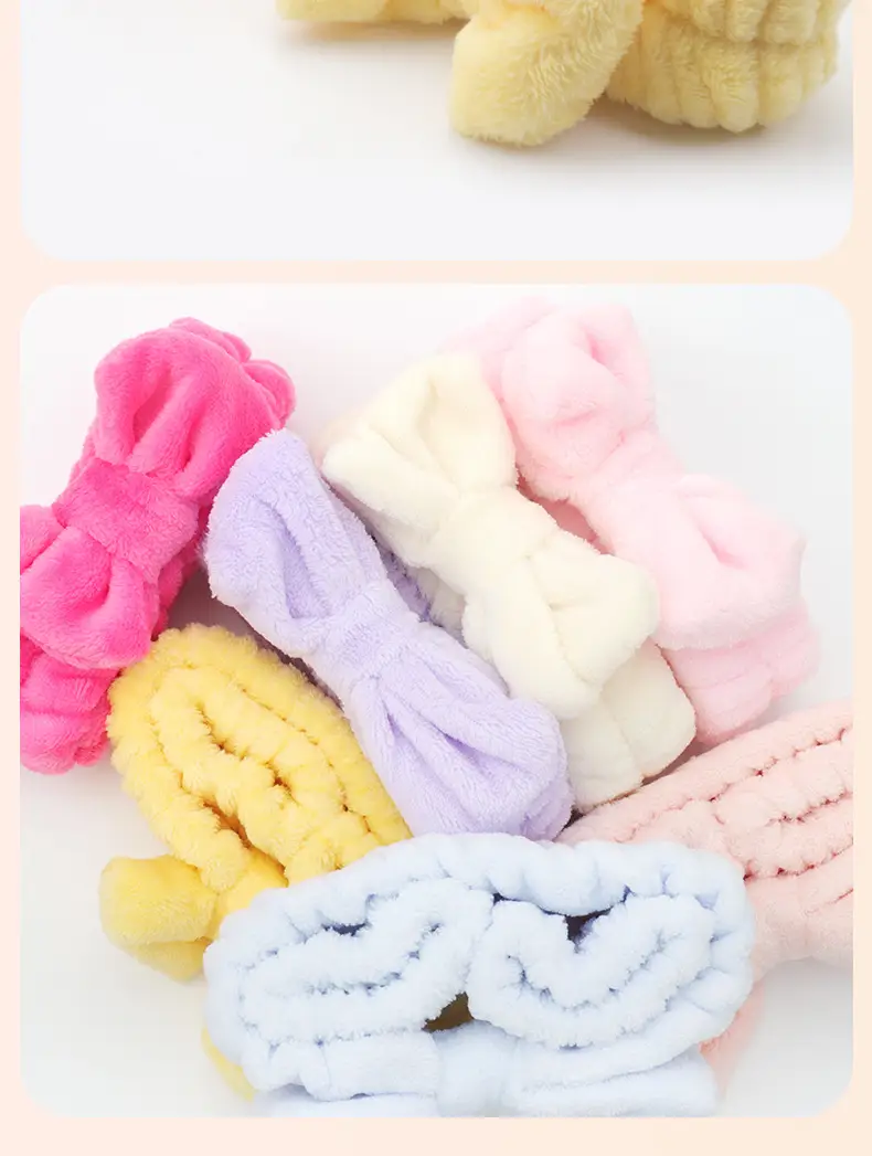Coral Fleece Bow Wash Hair Band for Women — feature 8