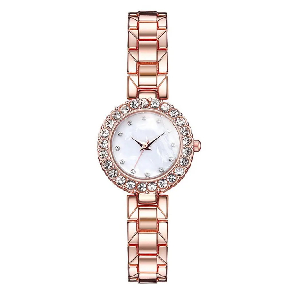 Rose Gold Women's Crystal Watch Set with Bracelet - Image 3