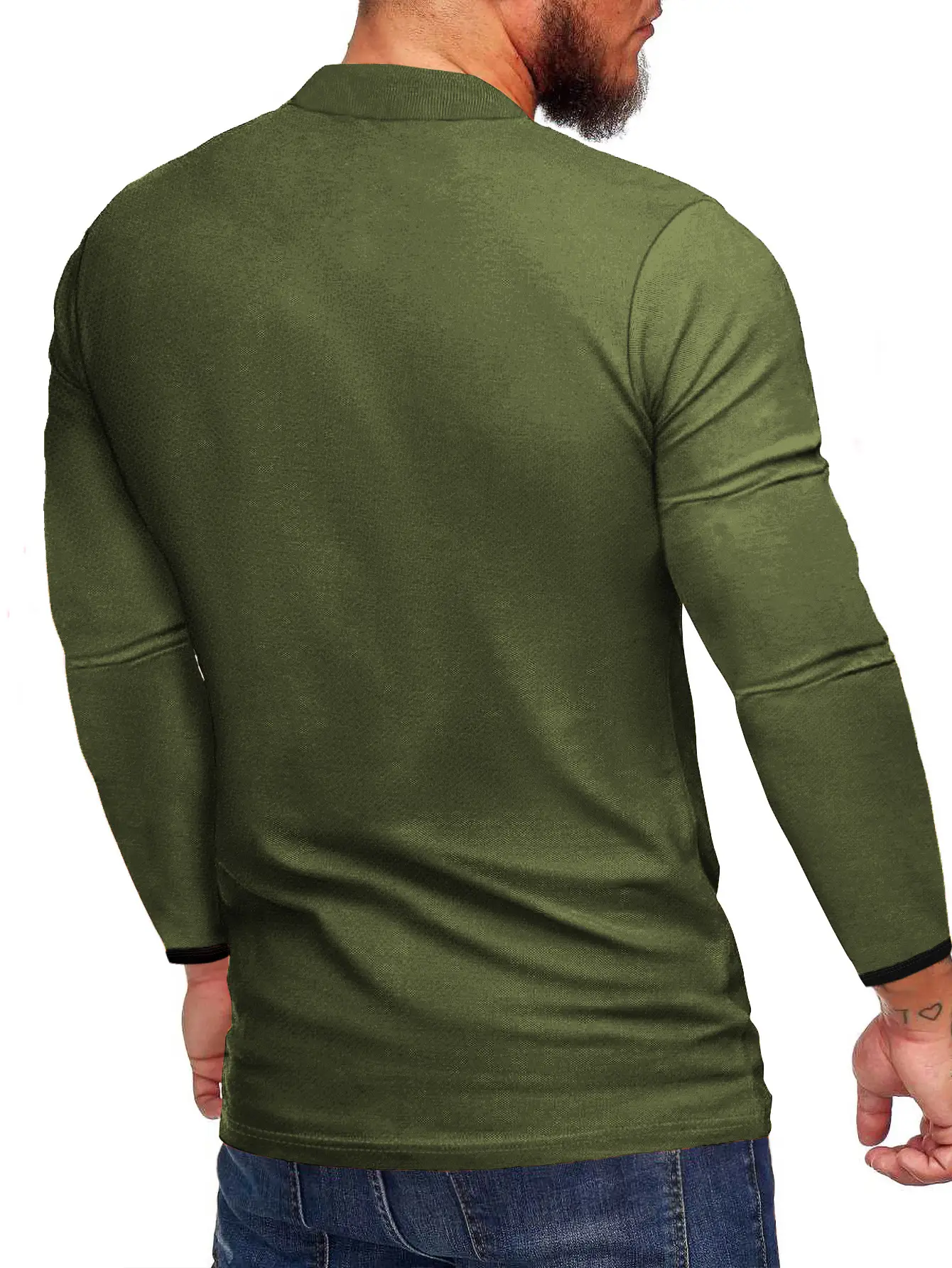 Men's Black Polo T-Shirt Long Sleeve Spring Summer — feature 10