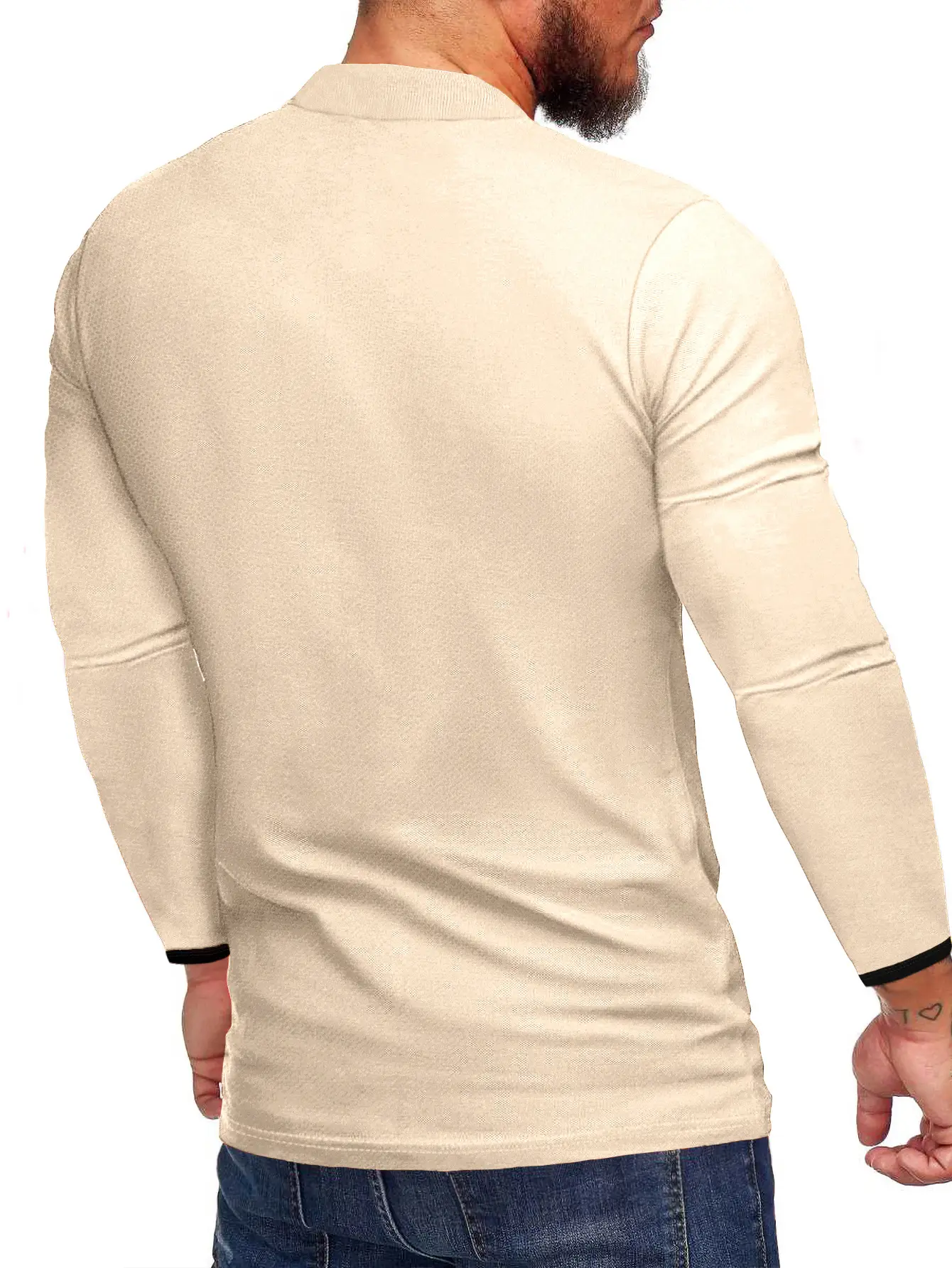 Men's Black Polo T-Shirt Long Sleeve Spring Summer — feature 14