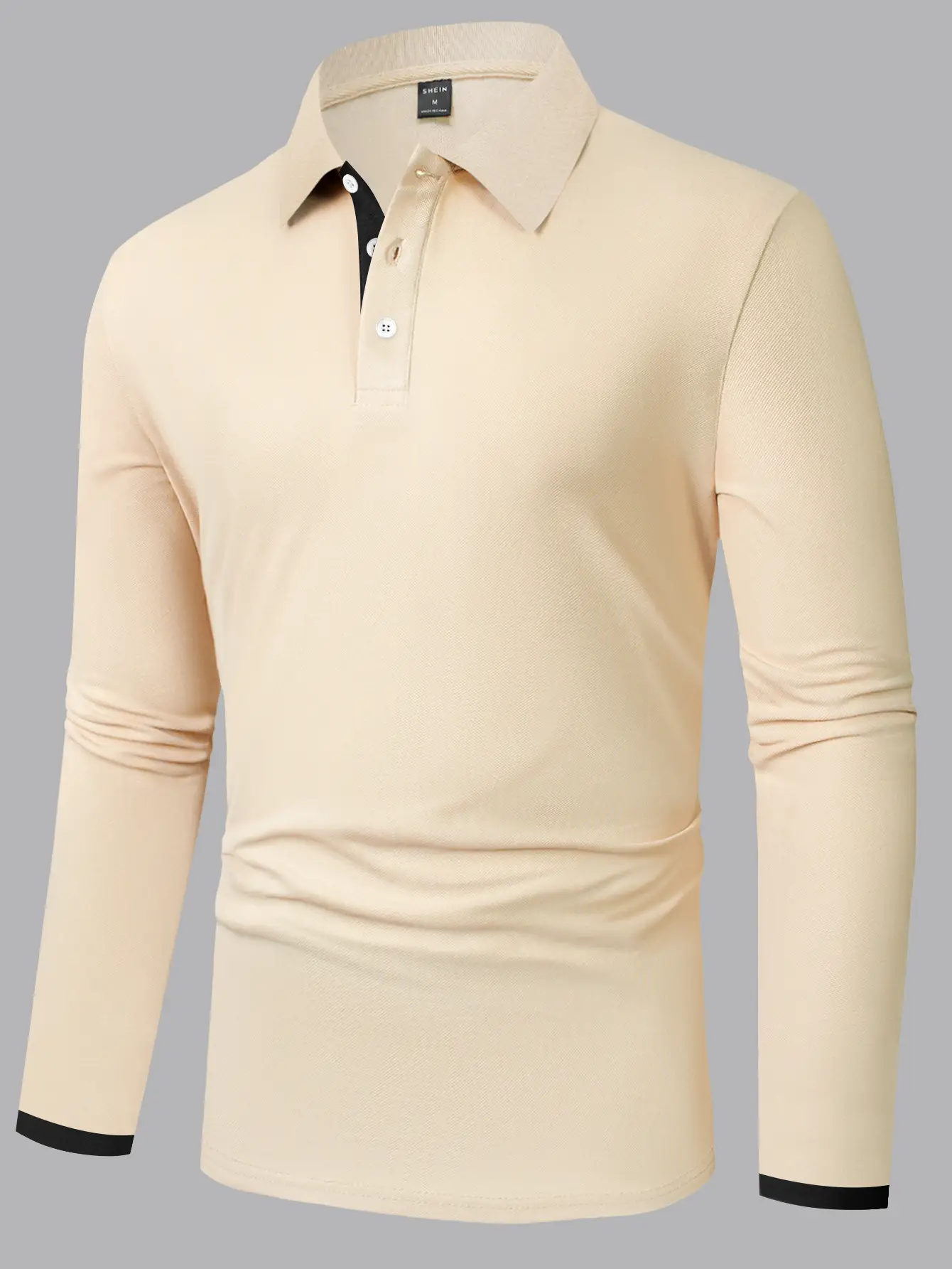 Men's Black Polo T-Shirt Long Sleeve Spring Summer — feature 15