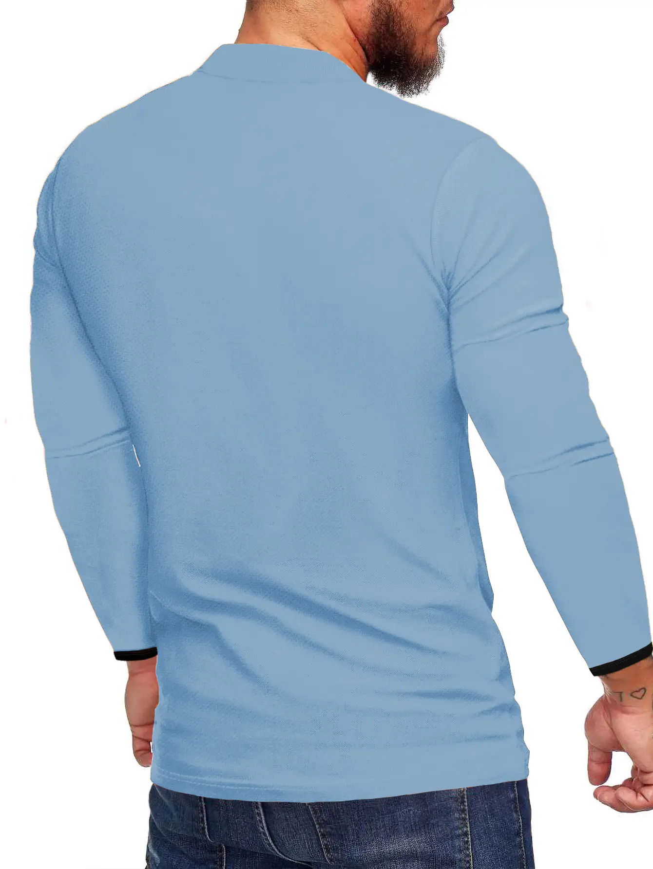 Men's Black Polo T-Shirt Long Sleeve Spring Summer — feature 18
