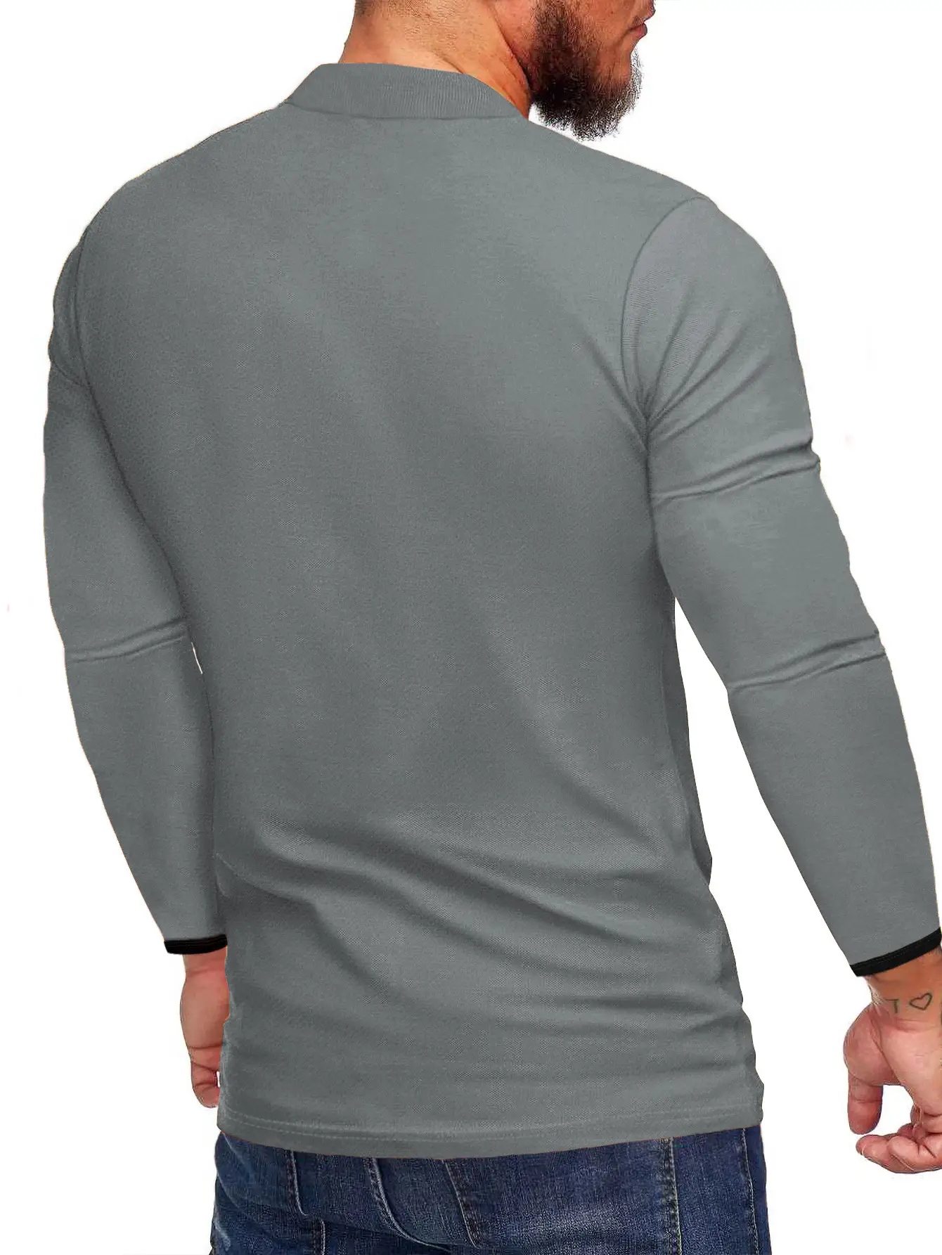 Men's Black Polo T-Shirt Long Sleeve Spring Summer — feature 20