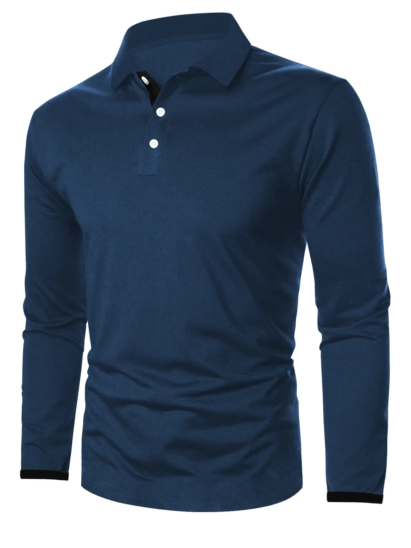 Men's Black Polo T-Shirt Long Sleeve Spring Summer — feature 21