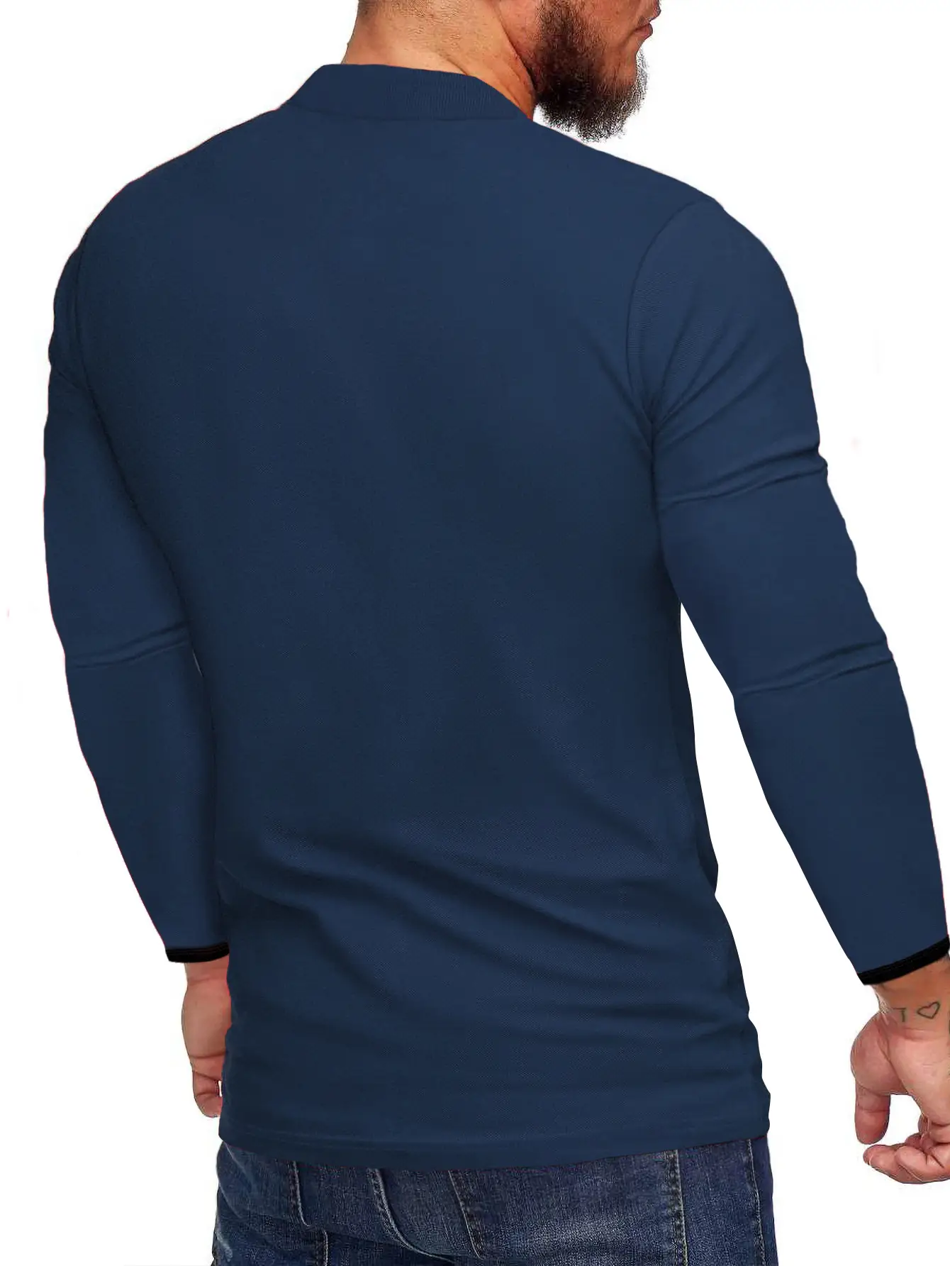 Men's Black Polo T-Shirt Long Sleeve Spring Summer — feature 3
