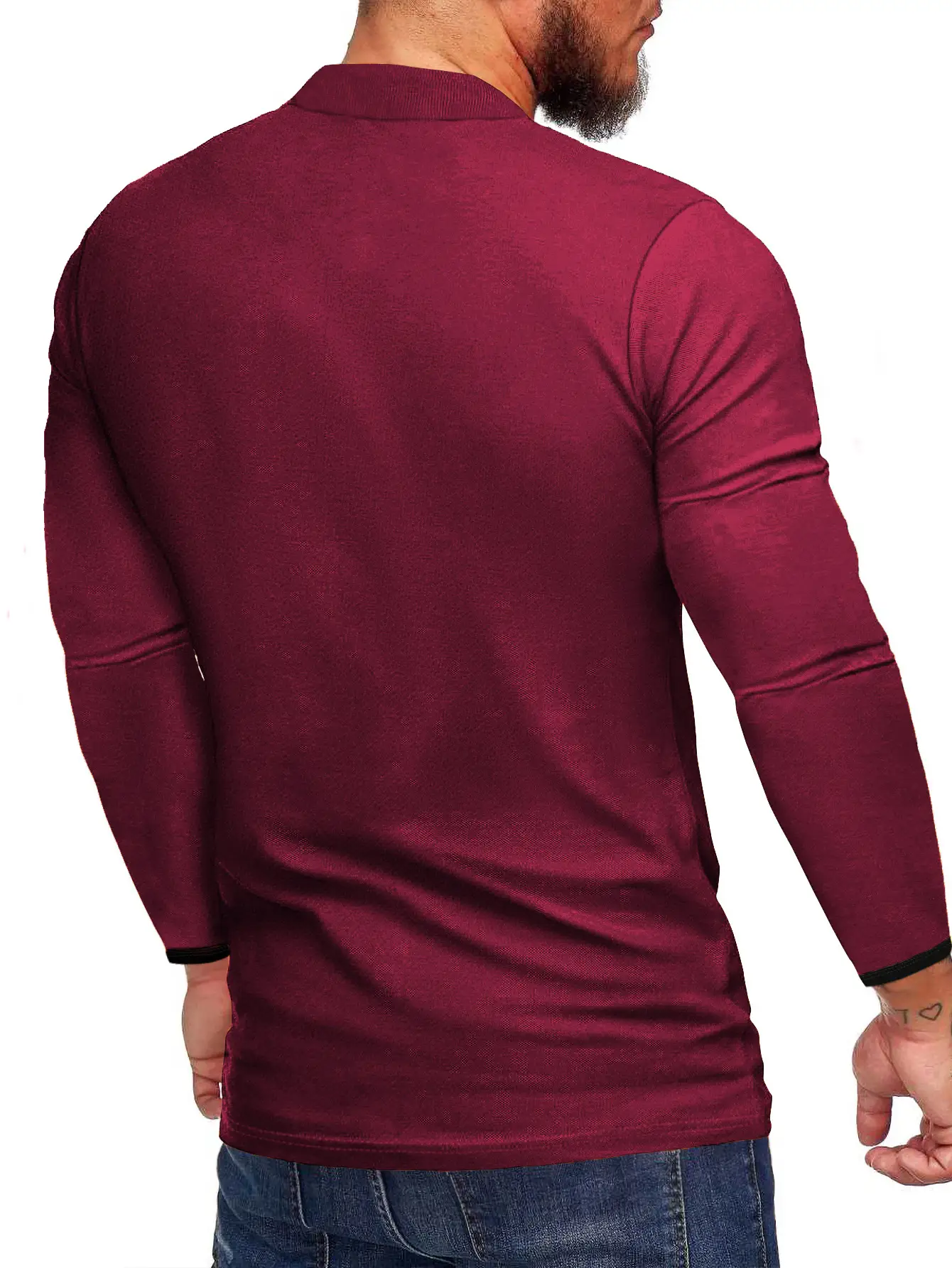 Men's Black Polo T-Shirt Long Sleeve Spring Summer — feature 8