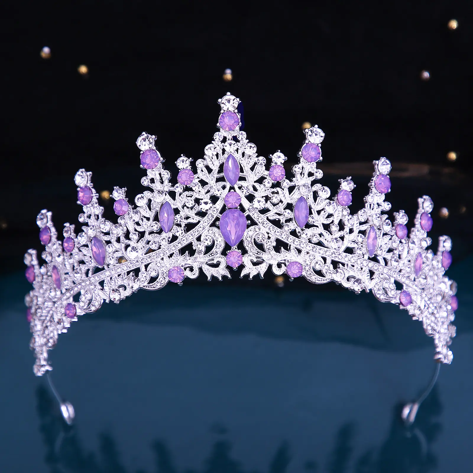 European Bridage Crown with Pink Rhinestones - Image 15
