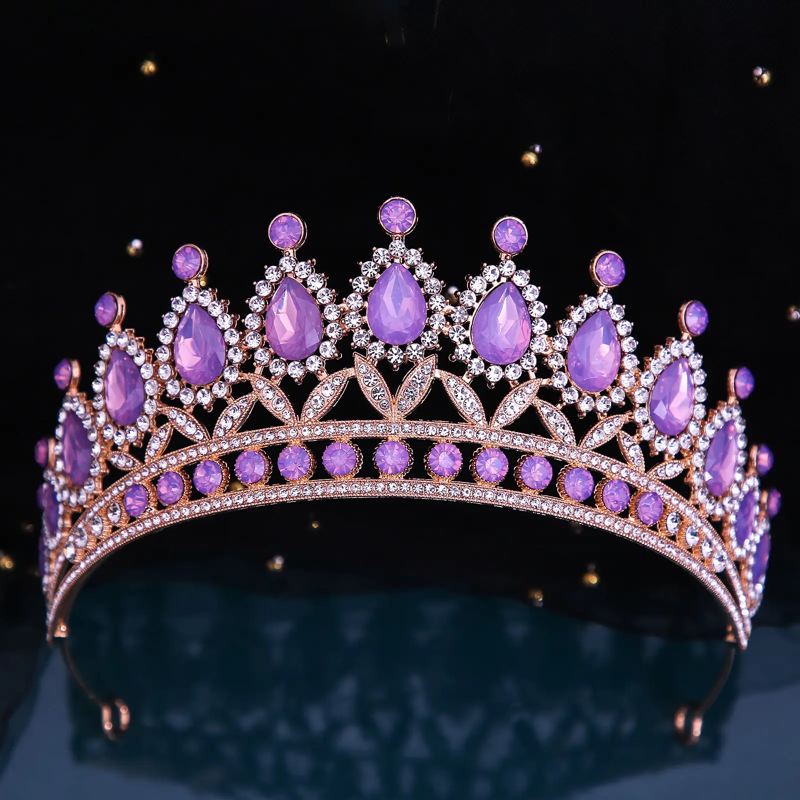 European Bridage Crown with Pink Rhinestones - Image 24
