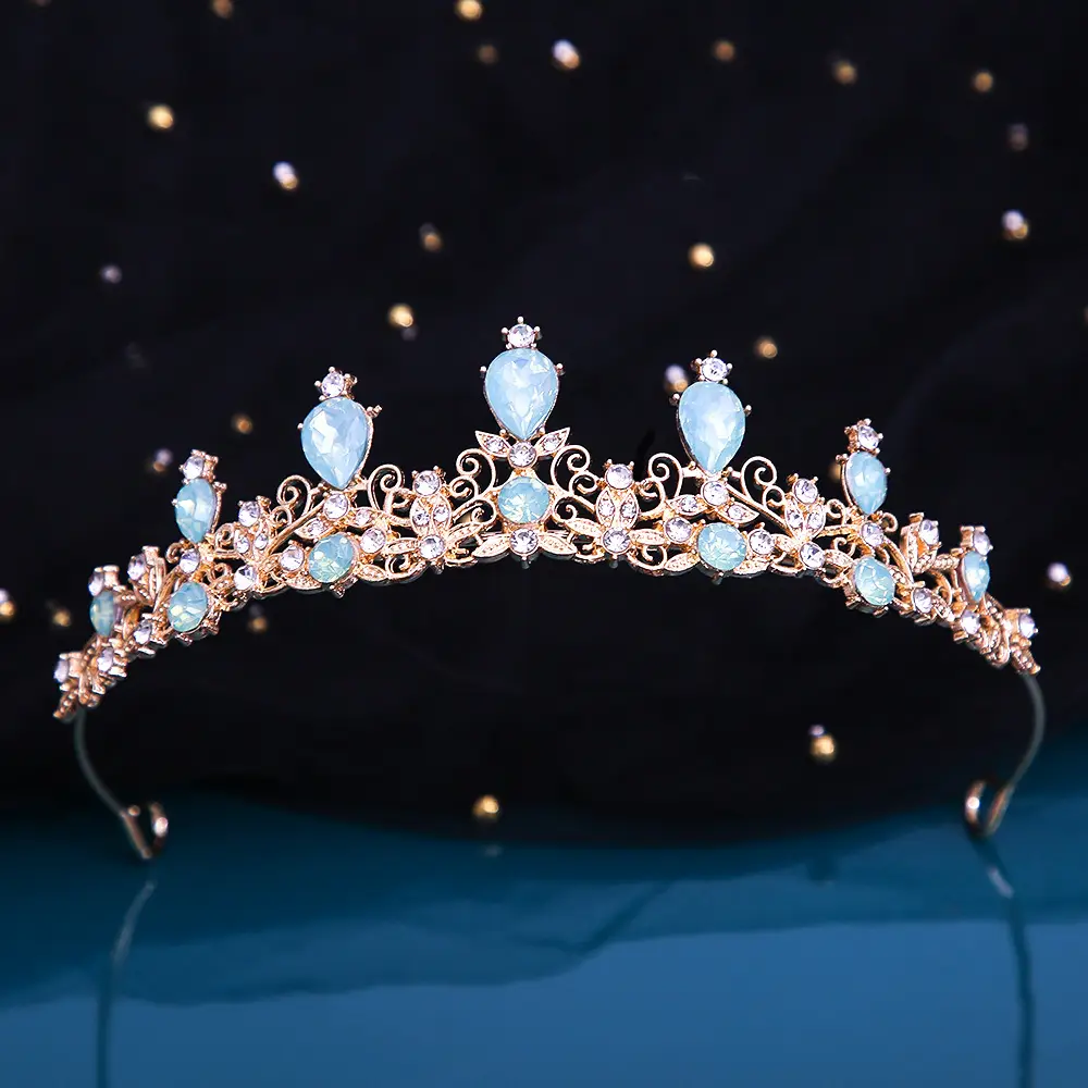 European Bridage Crown with Pink Rhinestones - Image 9