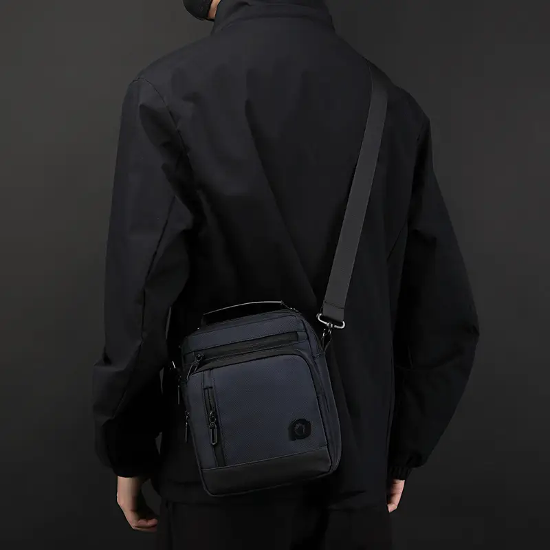 Men's Waterproof Crossbody Bag Large Business Style Black - Image 7