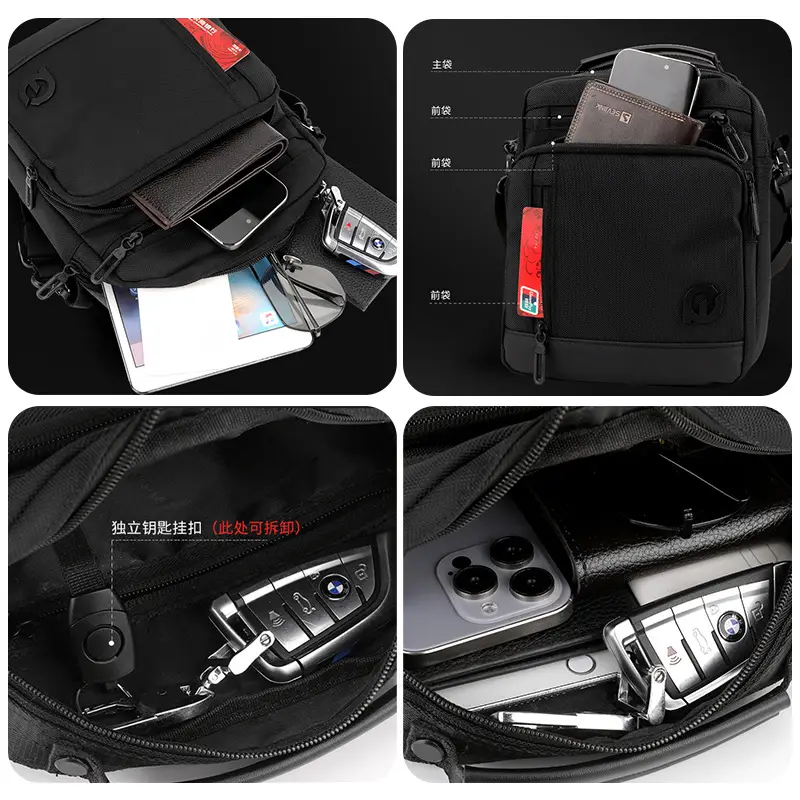 Men's Waterproof Crossbody Bag Large Business Style Black - Image 8