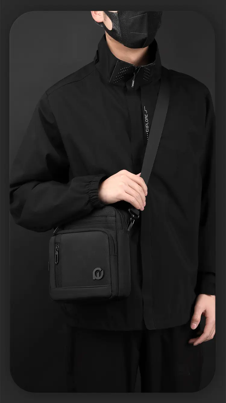 Men's Waterproof Crossbody Bag Large Business Style Black — feature 12