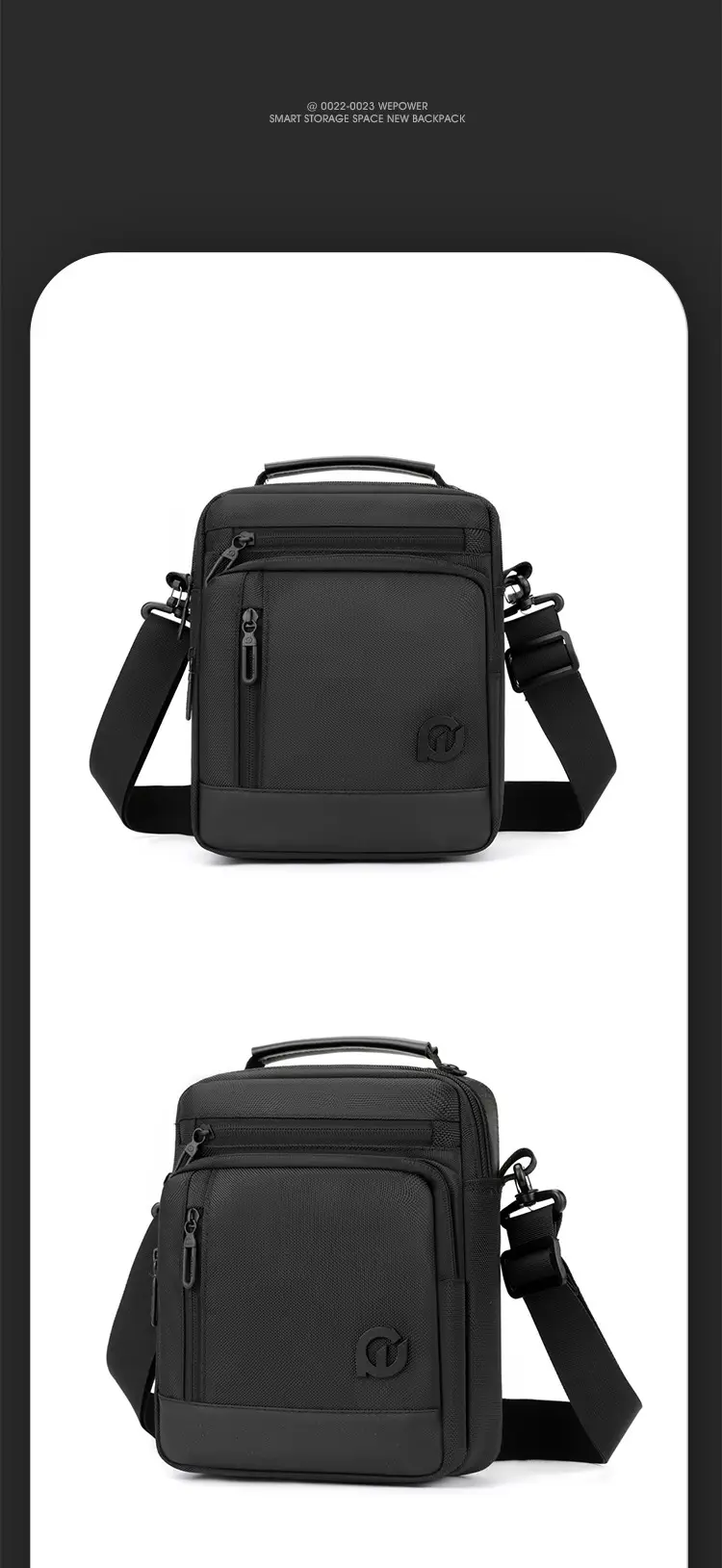 Men's Waterproof Crossbody Bag Large Business Style Black — feature 15