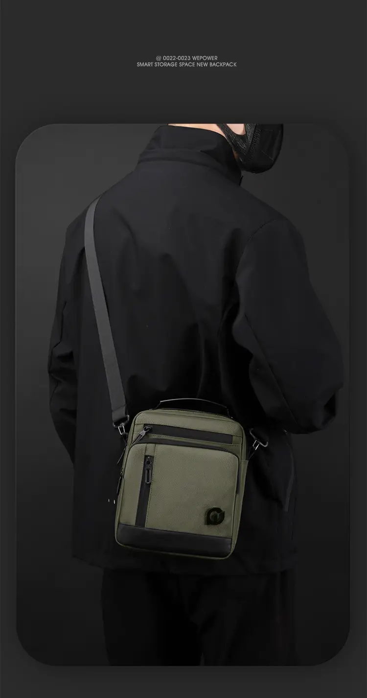 Men's Waterproof Crossbody Bag Large Business Style Black — feature 18
