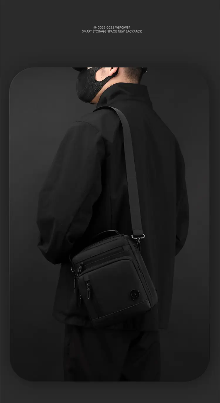 Men's Waterproof Crossbody Bag Large Business Style Black — feature 19