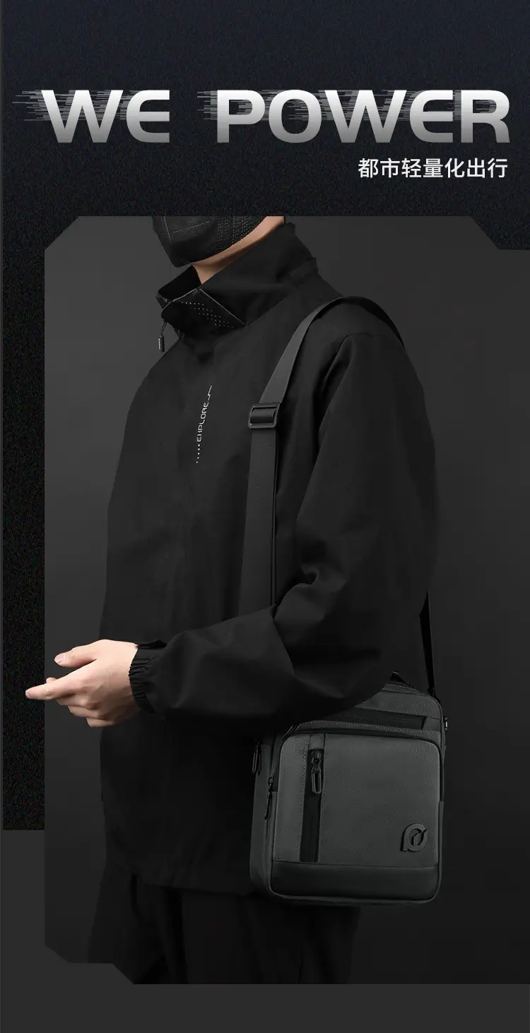 Men's Waterproof Crossbody Bag Large Business Style Black — feature 2