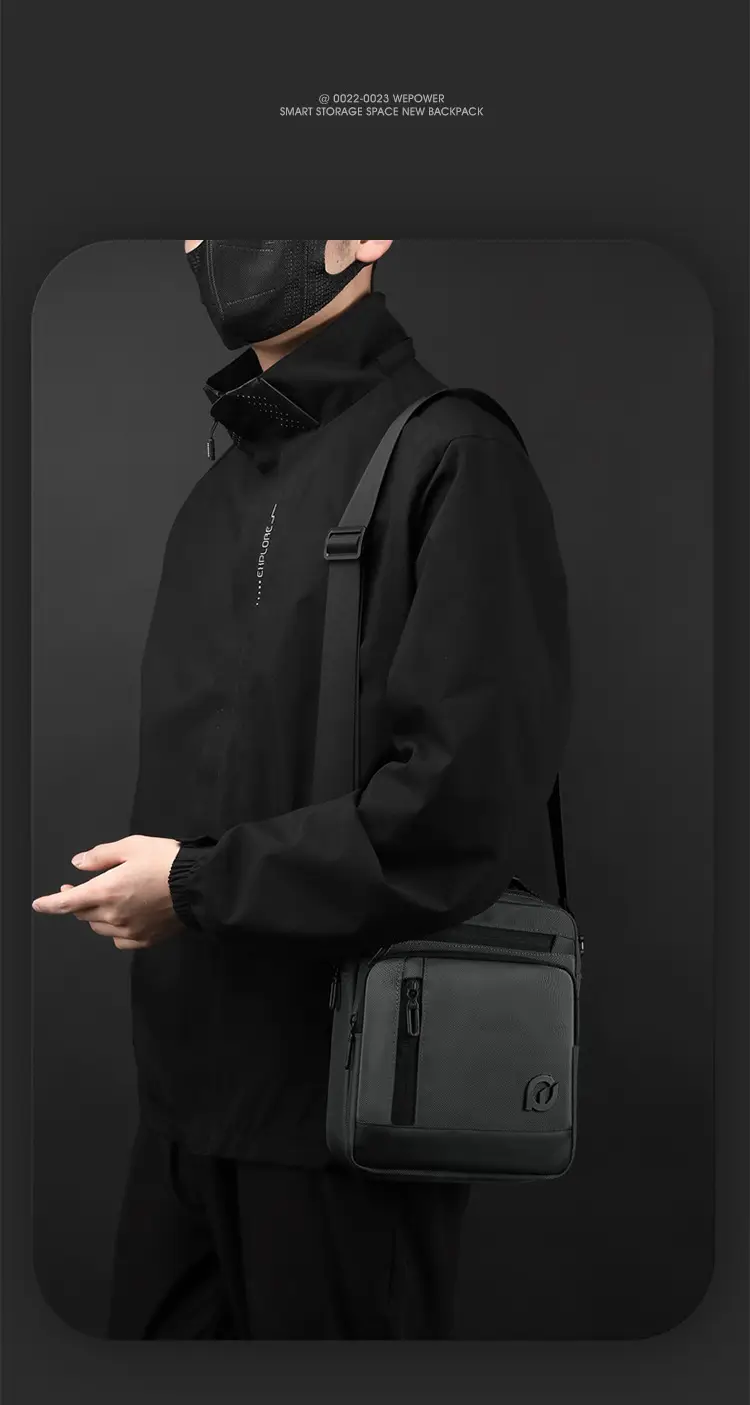 Men's Waterproof Crossbody Bag Large Business Style Black — feature 20